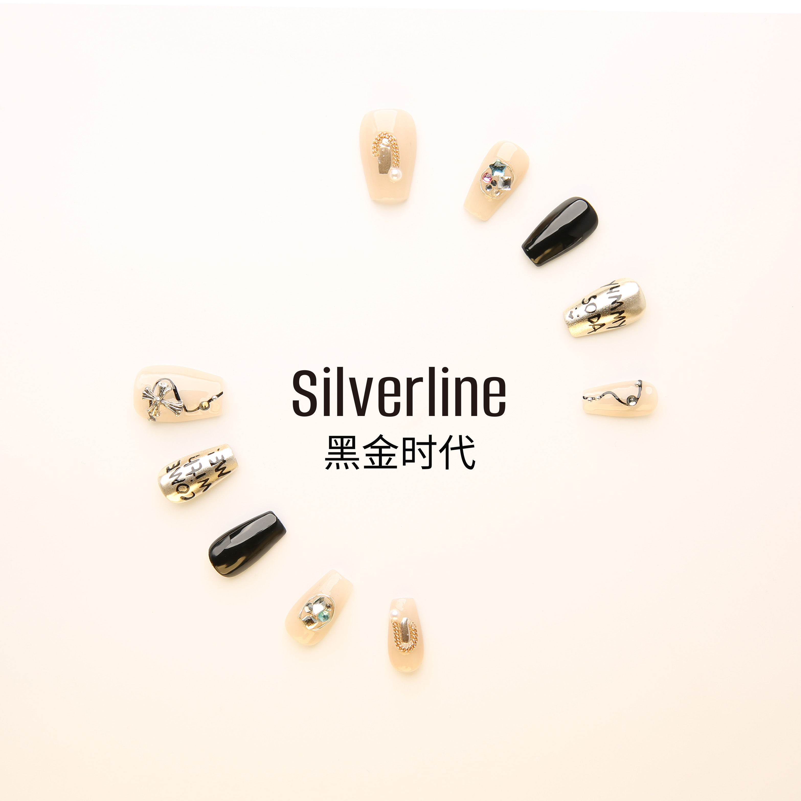 silverline黑金时代甜酷辣妹风2023年新款手工穿戴甲美甲贴成品-图2