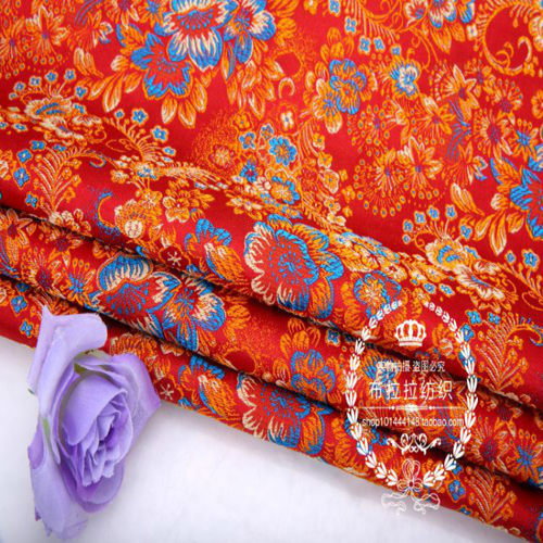 织锦缎旗袍布料 古装汉服礼服传统提花布料 COS丝绸民族服装面料 - 图1