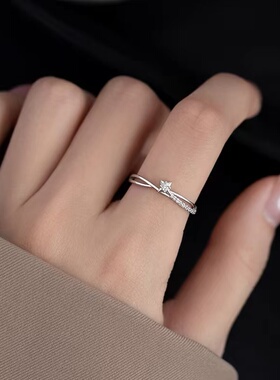 925镀银星星戒指2024小众设计素圈女食指戒轻奢高级感开口戒