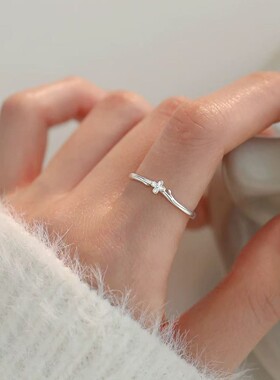 925银花朵戒指小众设计食指戒高级感素圈指环女开口戒