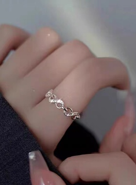 925银无穷爱莫比乌斯戒指女2023年新款开口素圈时尚个性小众设计