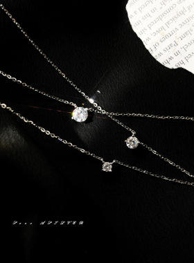 小众设计感一颗钻锁骨链超闪锆石