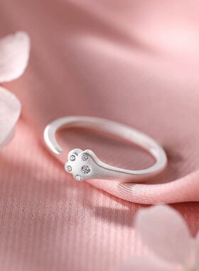 925猫爪戒指女小众设计开口戒素圈轻奢高级感食指戒
