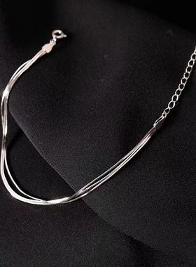 925纯银蛇骨手链女夏小众设计感多层手饰2022新款女生简约饰品