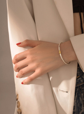 泰银笑脸简约小众设计网女手镯