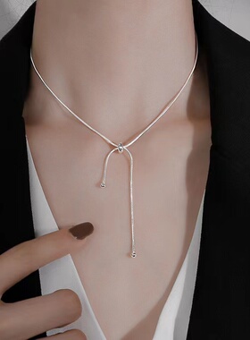 925银纯银蛇骨链女choker项圈