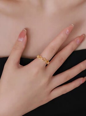 日照金山戒指女925银镀金小众设计高级浪漫情侣不掉色开口可调女