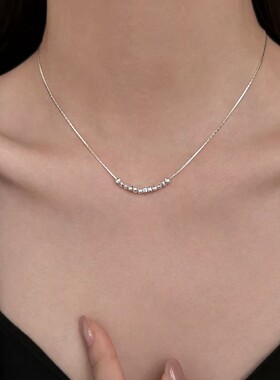 s925镀银珠项链轻奢高级2025新爆款小众女锁骨链颈链