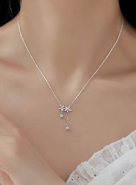 925纯银铃兰花项链女轻奢2025新爆款高级流苏颈链锁骨链