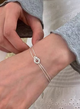 925纯银圆环双层手链小众设计爆款高级感手串闺蜜女手镯
