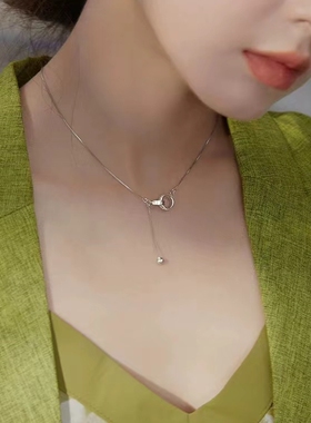 925双环项链女纯银流苏锁骨链女小众设计轻奢配饰简约冷风