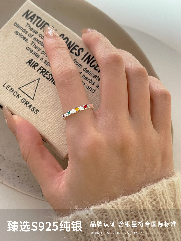 925 sterling silver drip oil love ring women's fine ring niche design tail ring joint ring student