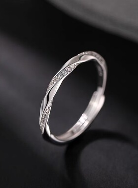 925银莫比乌斯戒指轻奢小众素圈高级感女食指戒开口戒