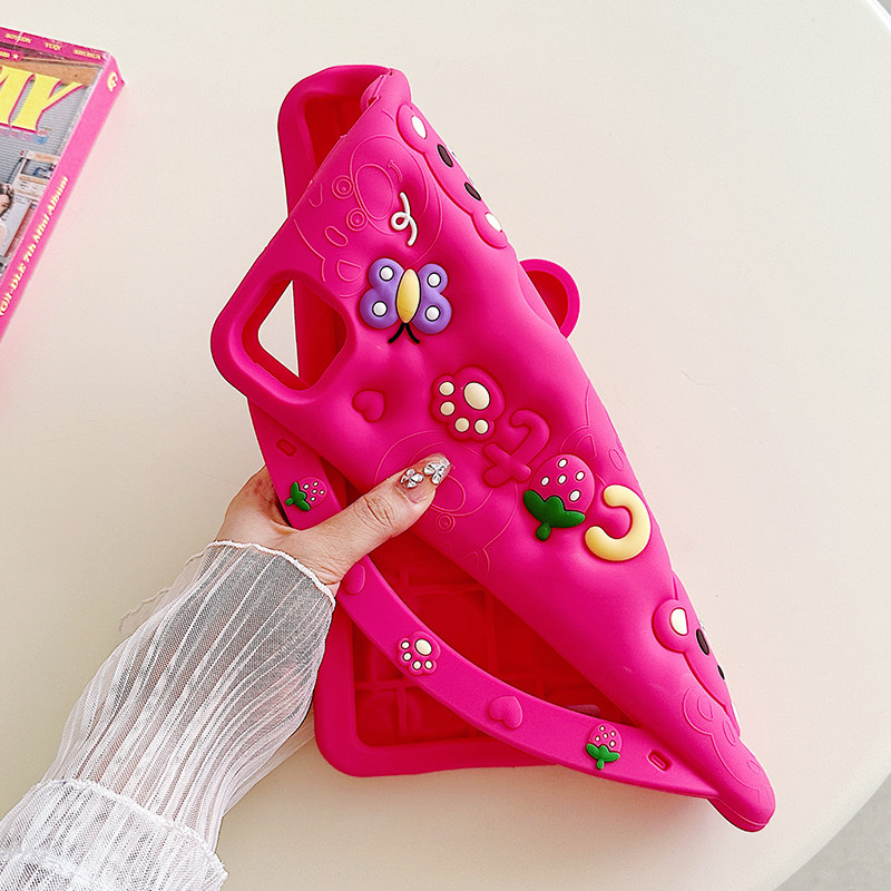 手提草莓熊iPad11硅胶保护壳10代伸缩支架Air5防摔壳mini6软壳10.2寸适用ipad5/6可爱9.7寸平板套pro11第三代,淘宝优惠券,粉丝福利购,淘宝优惠卷