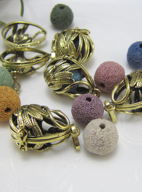 diy古铜色空心香囊精油饰品吊坠