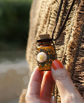 香薰玻璃开运许愿瓶长款毛衣链