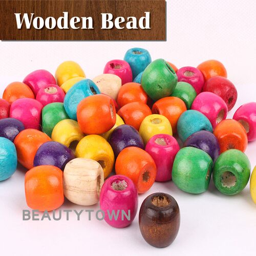 大孔珠脏辫木珠 彩色木珠diy饰品配件材料辅料Wooden Bead - 图1