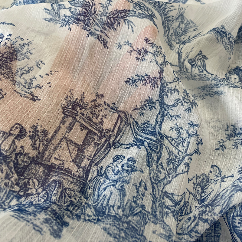 国风中式春夏新品女装面料 法式复古青花瓷手作DIY布雪纺印花布料,淘宝优惠券,粉丝福利购,淘宝优惠卷