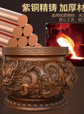 紫铜九龙香炉圆底加厚铸造工艺品