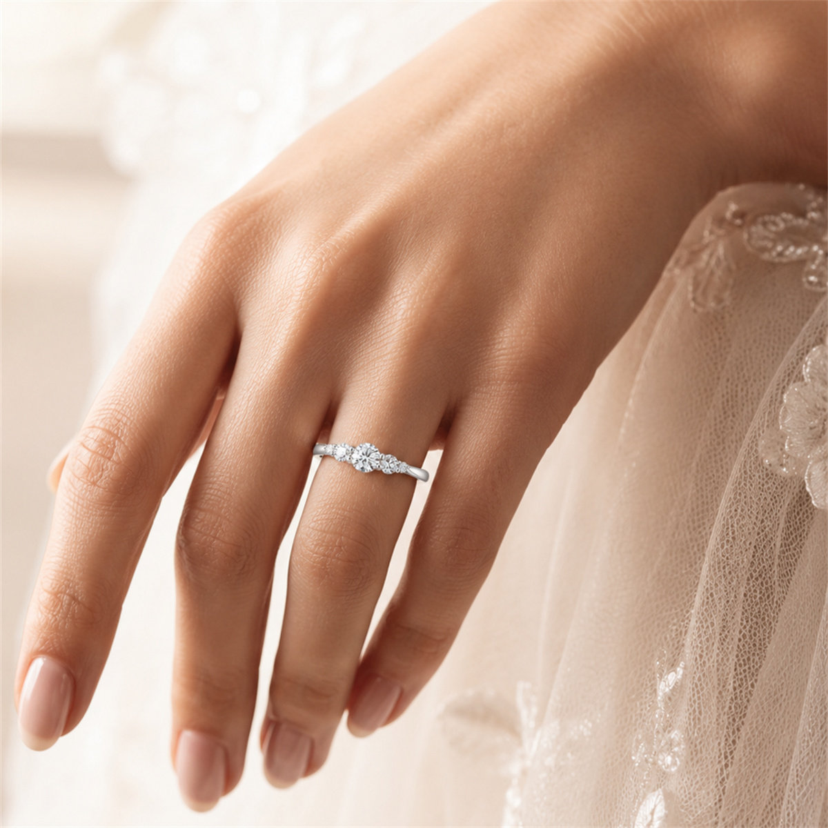 Adil five-diamond row diamond ring 925 silver ring stacked row ring cultivated diamond ring sterling silver diamond ring