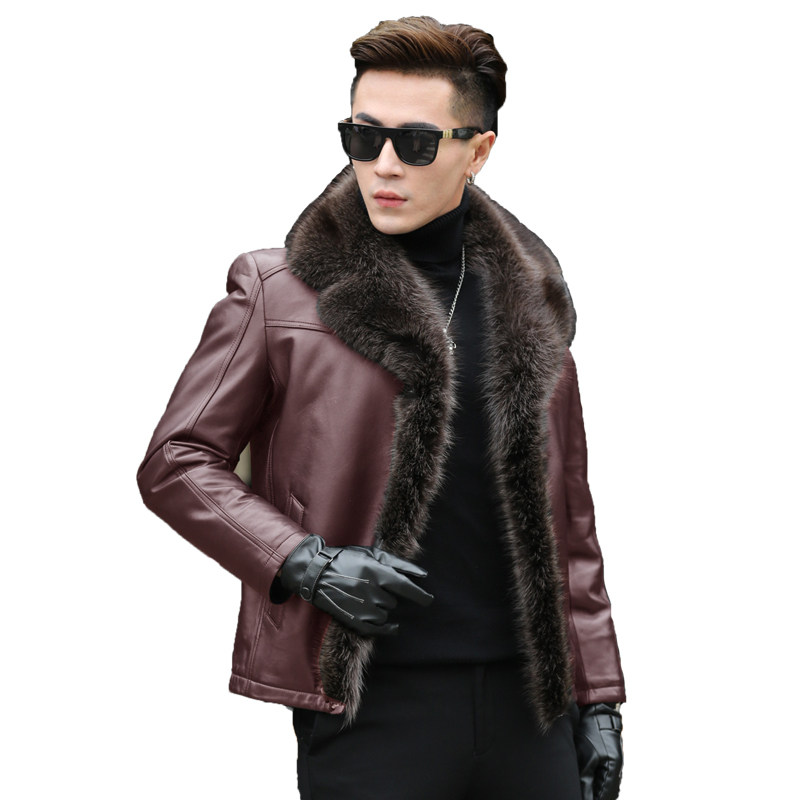 美洲貉毛领冬装皮毛一体真皮皮衣男修身羊羔毛皮草男装皮大衣外套,淘宝优惠券,粉丝福利购,淘宝优惠卷