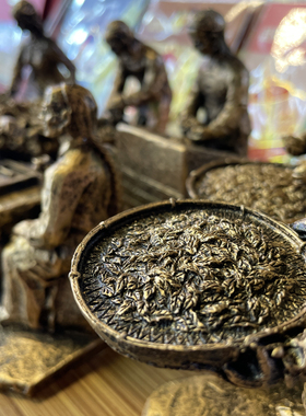 空中武夷山文创 武夷岩茶制茶工序茶人物展示柜树脂摆件