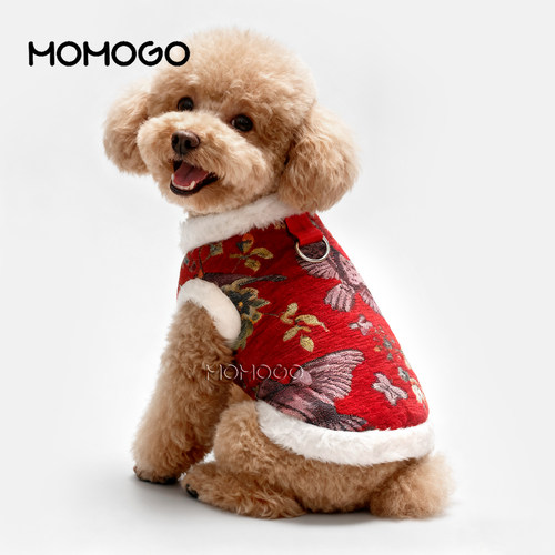 宠物唐装加厚冬季狗狗衣服马尔济斯比熊过新年中式汉服猫咪拜年服 - 图2