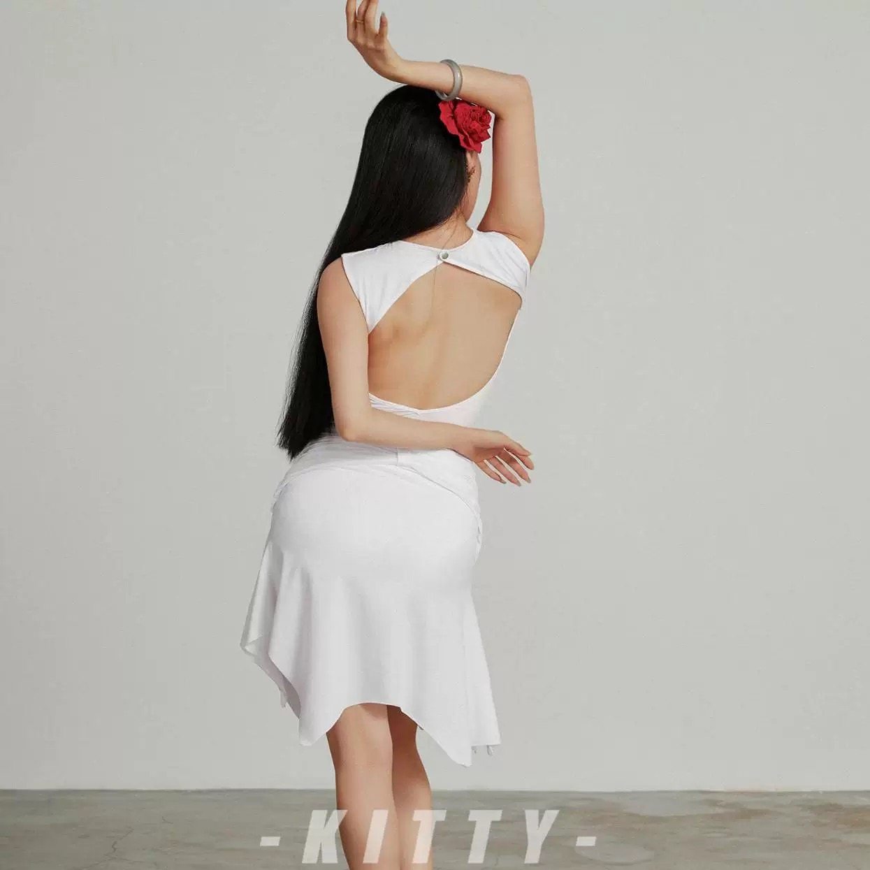 KITTY 2024秋 镂空连体衣 蝴蝶结飘带半裙 训练服套装拉丁舞服女,淘宝优惠券,粉丝福利购,淘宝优惠卷