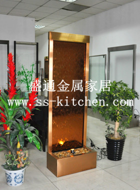 欧式风金色豪华不锈钢流水摆件