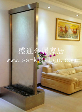 欧式流水喷泉水幕墙流水屏风玻璃流水墙客厅隔断玄关摆件水帘水景