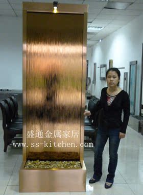 玻璃欧式豪华背景墙空气流水摆件