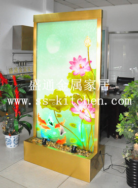 摆件年年有余客厅隔断流水屏风