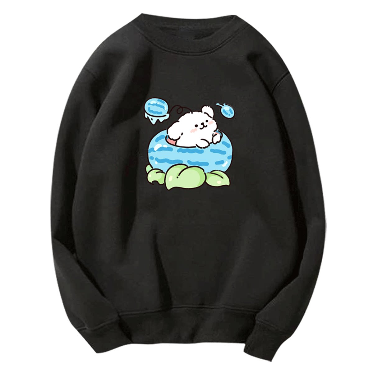 线条小狗联动植物大战僵尸卡通可爱Q版情侣秋冬定制上衣圆领卫衣