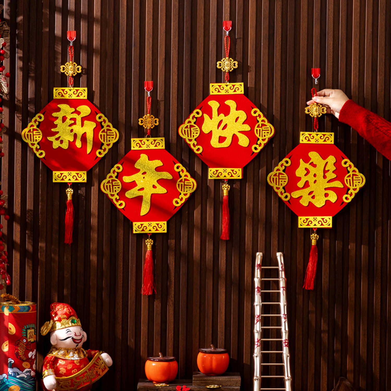 2026马年新年快乐装饰挂件春节店铺木质墙面挂饰过年前台氛围布置,淘宝优惠券,粉丝福利购,淘宝优惠卷