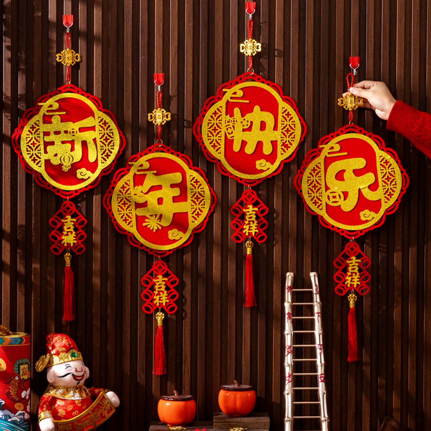 2026马年新年快乐装饰挂件春节店铺木质墙面挂饰过年前台氛围布置,淘宝优惠券,粉丝福利购,淘宝优惠卷