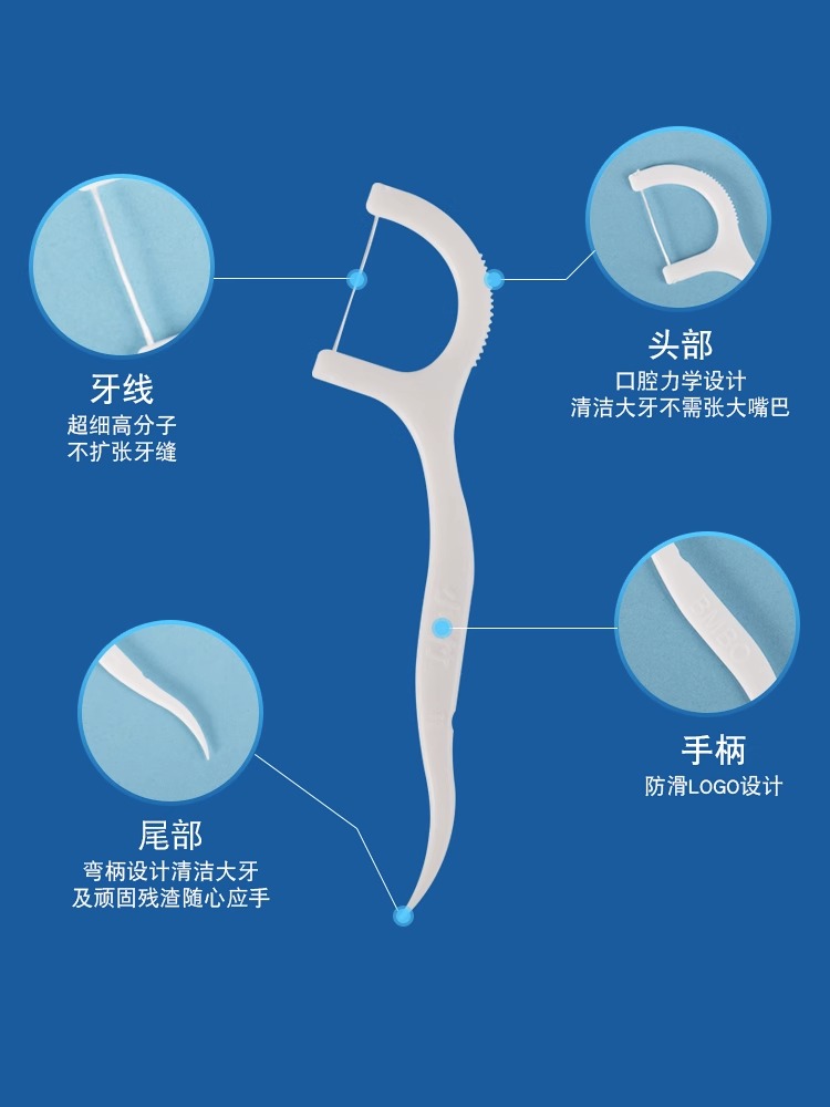 小竹牙线盒装家庭装一次性家用清洁剔牙线棒随身便携式牙签棒