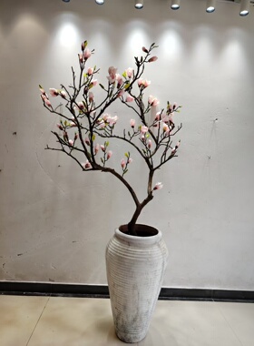 仿真玉兰花树干树枝装饰枯枝摆件花瓶饰品橱窗客厅花艺枯树道具树