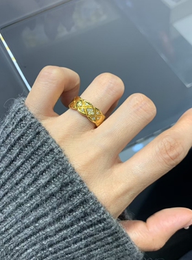 足金999菱格戒指5D工艺水贝黄金送礼物送朋友2026新款