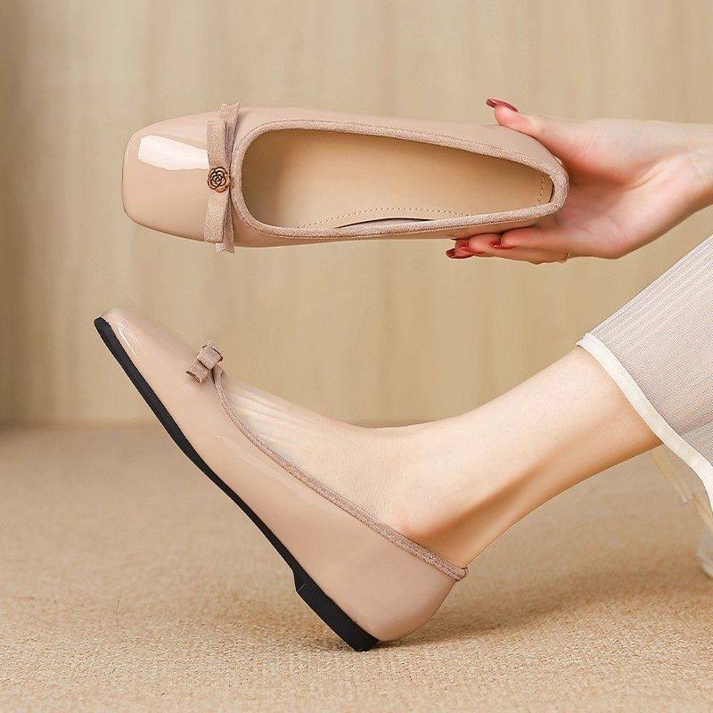 小香风方头浅口蝴蝶结珍单鞋女2026春新款漆皮百搭通勤平底鞋,淘宝优惠券,粉丝福利购,淘宝优惠卷