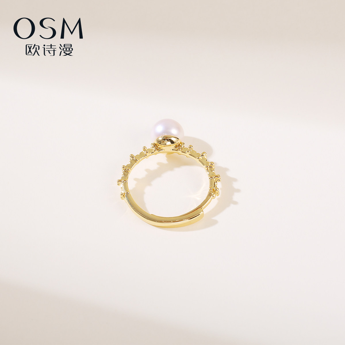 Ou Shiman Jewelry White 7-8MM Freshwater Pearl Ring Adjustable Spring and Summer New Jingyu
