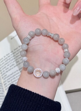 2026新款天然银月光石满钻白水晶手链女精致时尚小众显白清冷手串