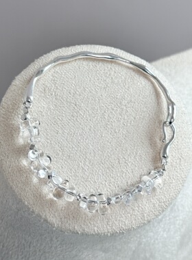 2026新款s925纯银天然冰透白水晶银手镯小众设计手链女简约高级感