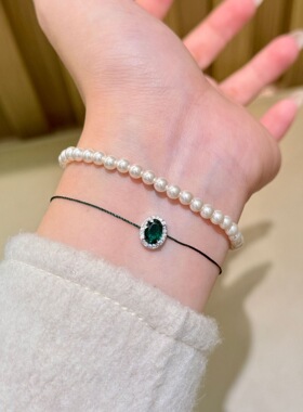 25新款纯银满钻天然宝石红绳编织手链女简约高级感转运本命年手绳