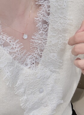 2026新款s925纯银白贝母贝壳吊坠项链女个性简约轻奢氛围感锁骨链