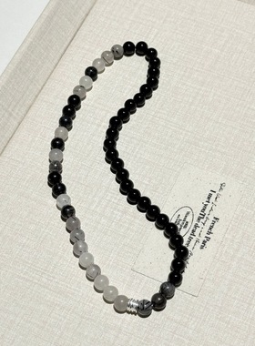 s925银天然黑曜石双圈玛瑙手串转运珠手链女高级感黑色珠串手饰