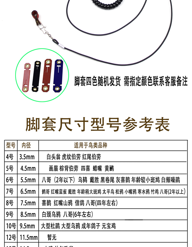 鸟用轻便放飞绳八哥鹩哥白颈乌鸦伯劳外出牵引遛鸟绳不伤脚绒皮脚 - 图1