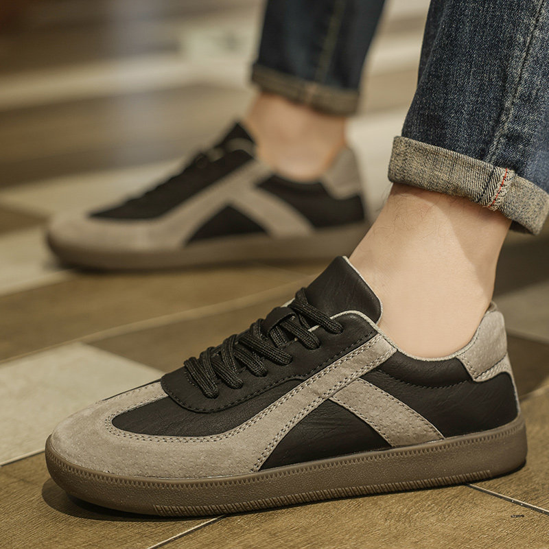 阿甘男鞋春秋2025新款男士休闲平板鞋运动高级感真皮复古德训潮鞋,淘宝优惠券,粉丝福利购,淘宝优惠卷