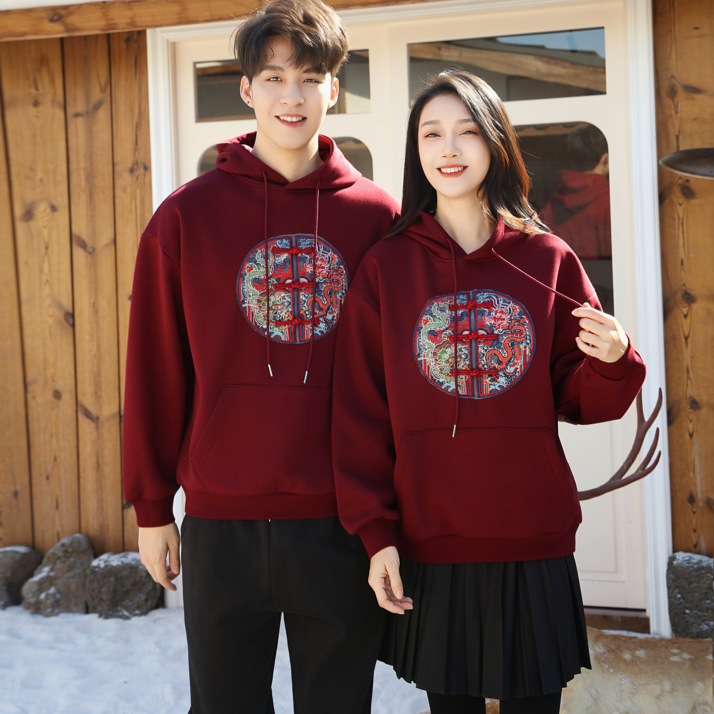 亲子装2025新款秋冬全家福潮一家三四口中国风连帽卫衣春节拜年服,淘宝优惠券,粉丝福利购,淘宝优惠卷