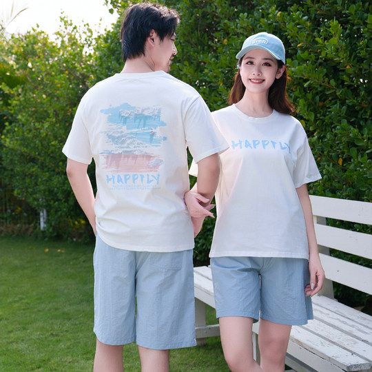 不一样亲子装夏季2025新款全家福短袖T恤潮 一家三四五家庭套装夏