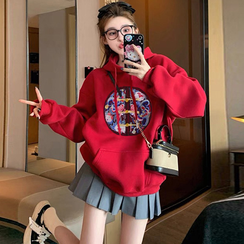 高级感亲子装2025新款秋装中国风红色连帽卫衣一家三四口全家福秋,淘宝优惠券,粉丝福利购,淘宝优惠卷